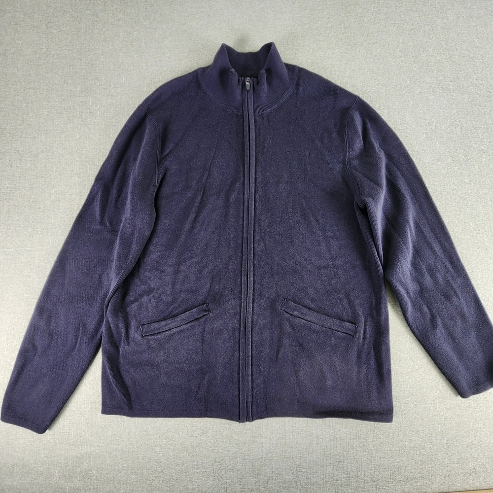 American Airlines Uniform Lands End Full Zip Cardigan Sweater Navy Blue XL